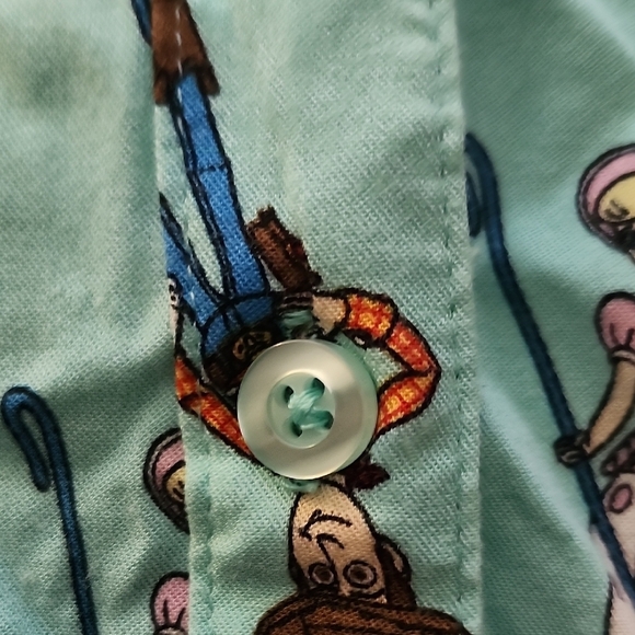Torrid Disney Pixar Toy Story Challis Woody And Bo Peep Aqua Blue Button Down - Picture 4 of 6